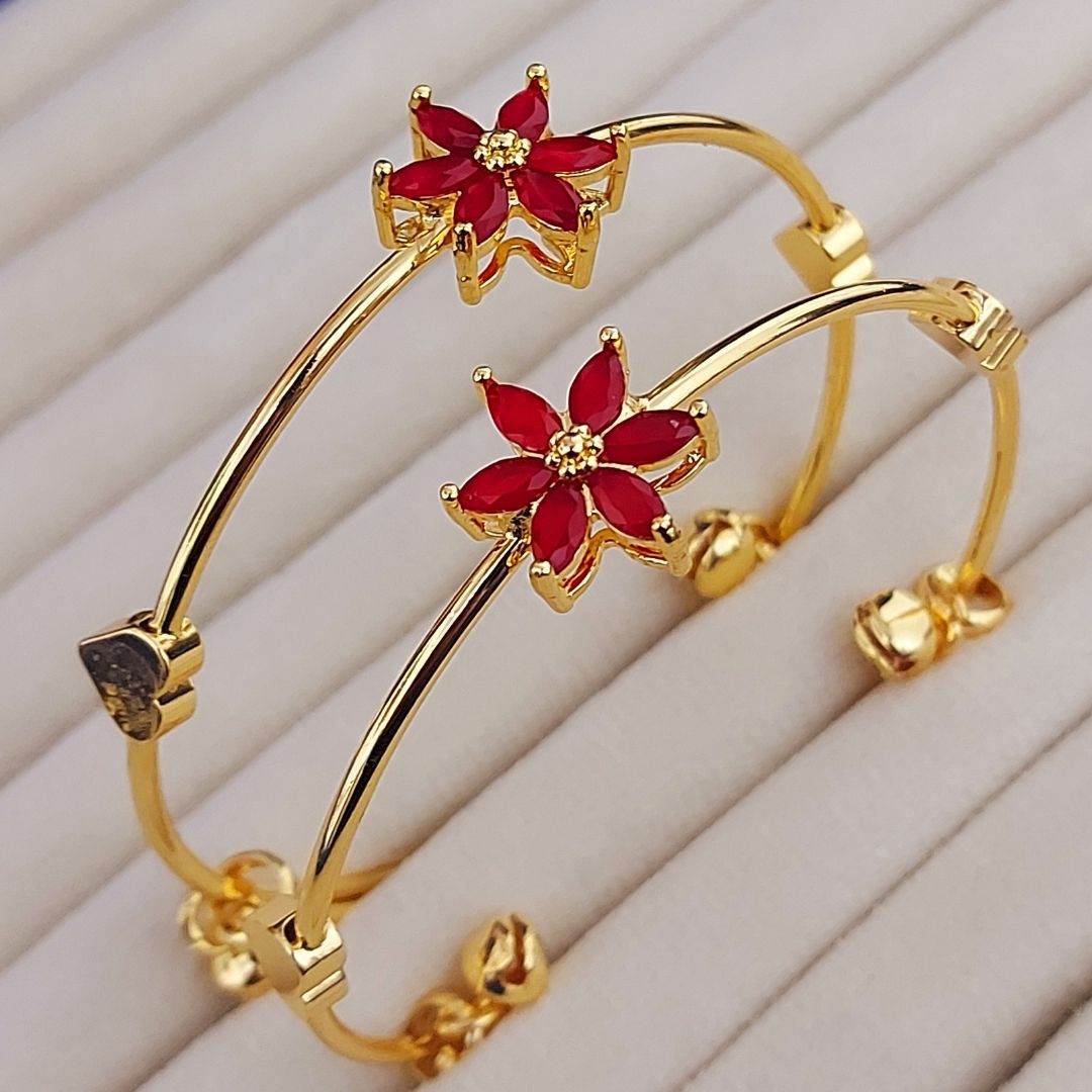 Red Flower Bracelets (Pair of 2)