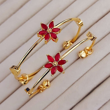 Red Flower Bracelets (Pair of 2)