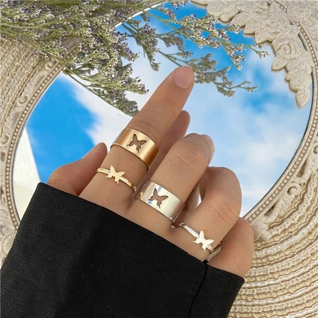 Trendy Butterfly Matching Promise Ring